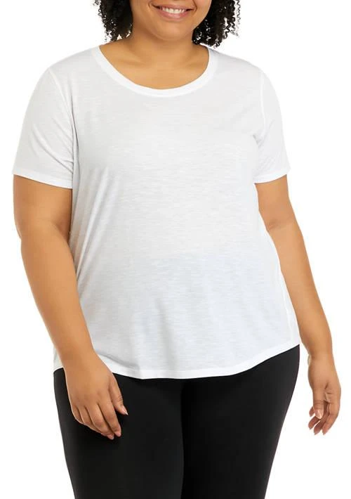 ZELOS Plus Size Short Sleeve Scoop Neck T Shirt 1