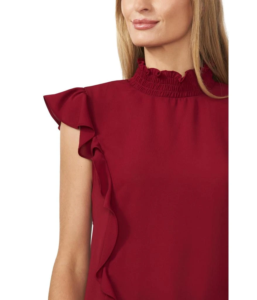 CeCe Sleeveless Mock Neck Ruffled Blouse 3