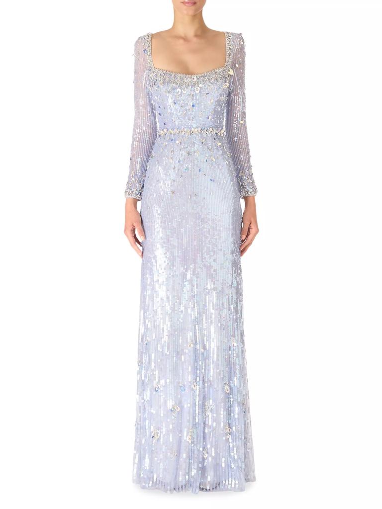 Jenny Packham Kestra Sequined Sheath Gown