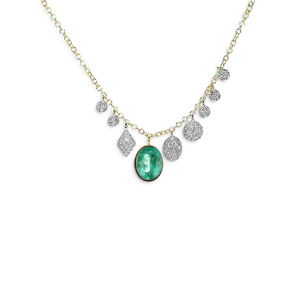 Meira T 14K Yellow Gold Emerald & Diamond Pendant Necklace, 18" 1