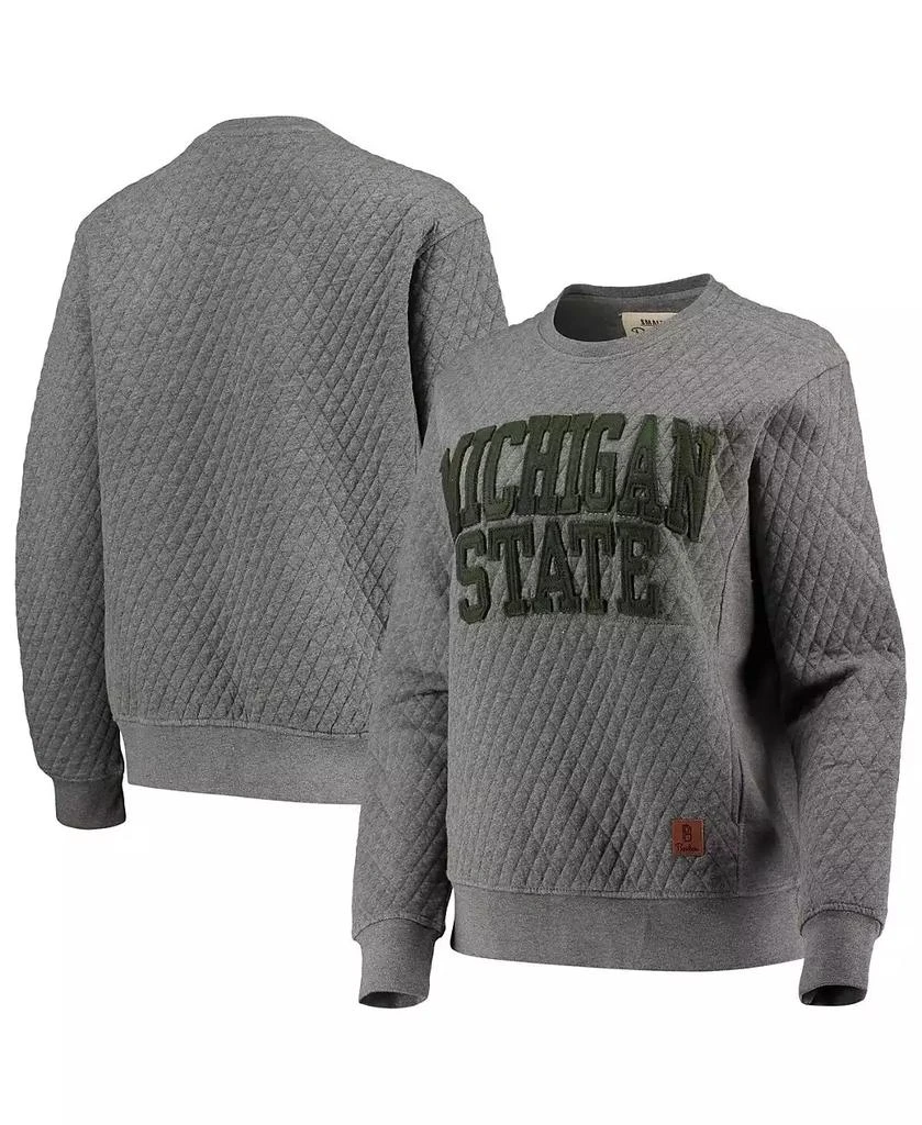 Pressbox Women's Heather Charcoal Michigan State Spartans Moose Quilted Pullover Sweatshirt 1