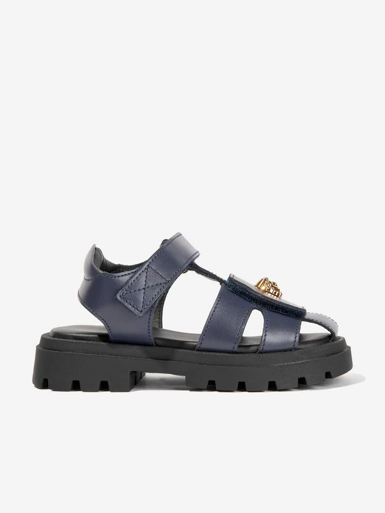 Versace Versace Kids Leather Medusa Logo Sandals in Black 1