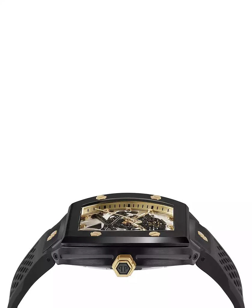 Philipp Plein Men
s Automatic The $keleton Black
Gold-Tone Tonneau Strap Watch 44mm 2