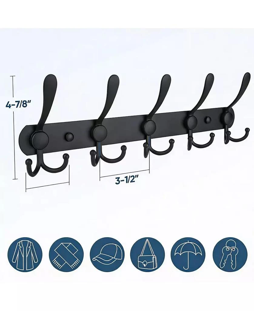 YIGII Premium Metal Wall-Mounted Coat Rack, 5 Tri-Hooks, Multiple Colors 3