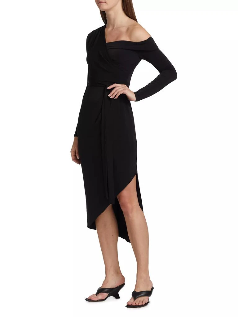 Halston Eden One-Shoulder Jersey Midi-Dress 4