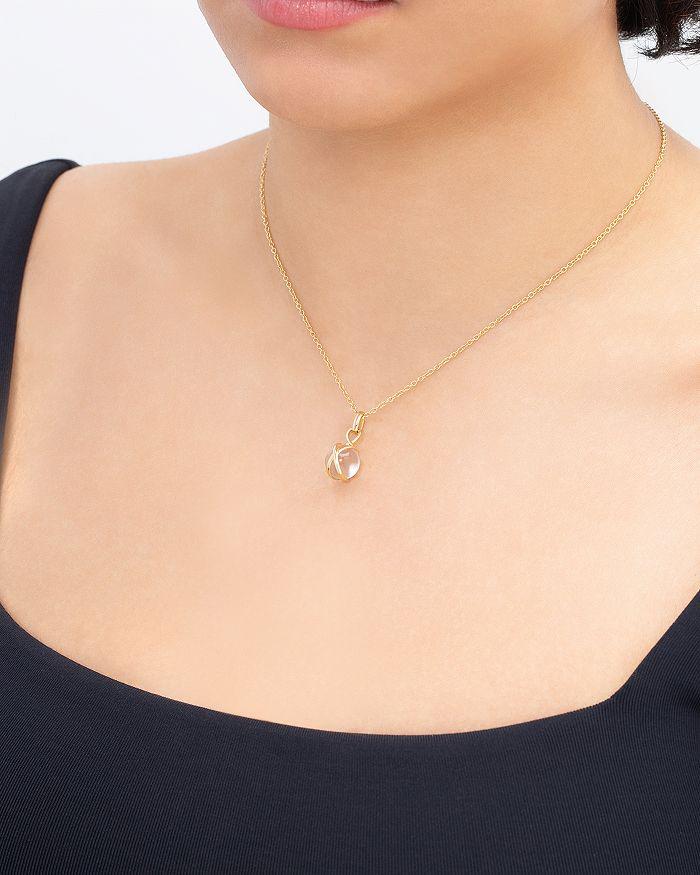 L. Klein 18K Yellow Gold Prisma Crystal Quartz 10mm Pendant Brilliant Chain Necklace, 16-18"
