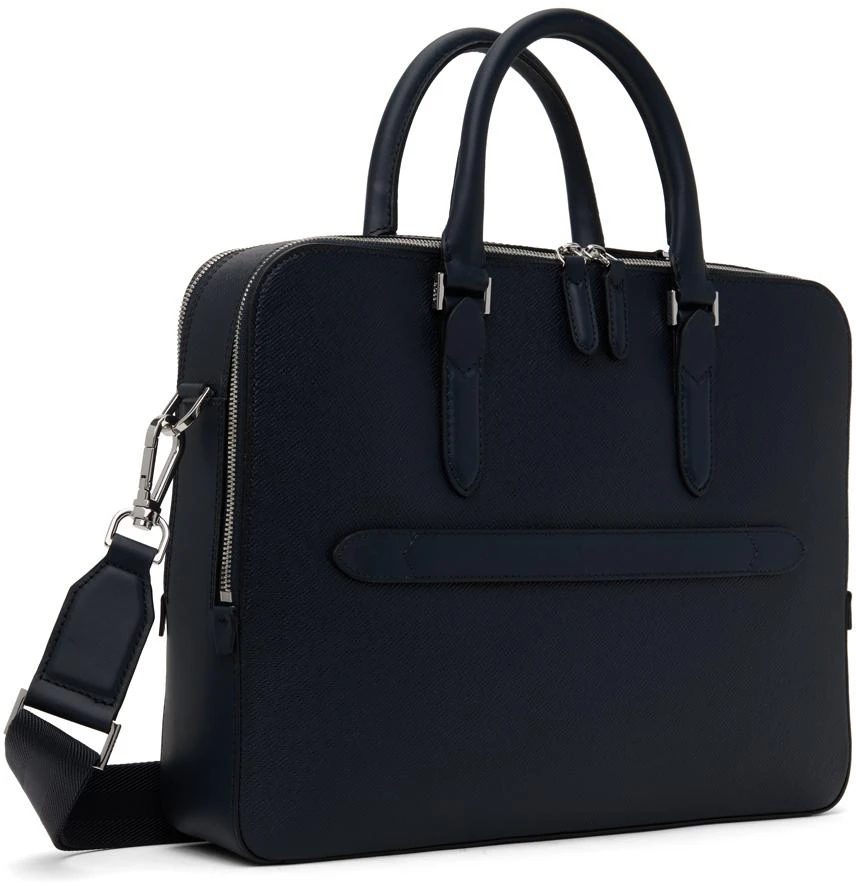 Hugo Boss Navy Structured Leather Briefcase 3