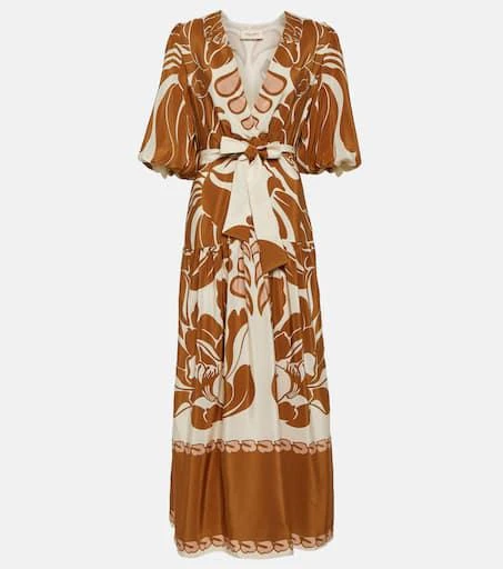 Adriana Degreas Printed puff-sleeve silk maxi dress 1