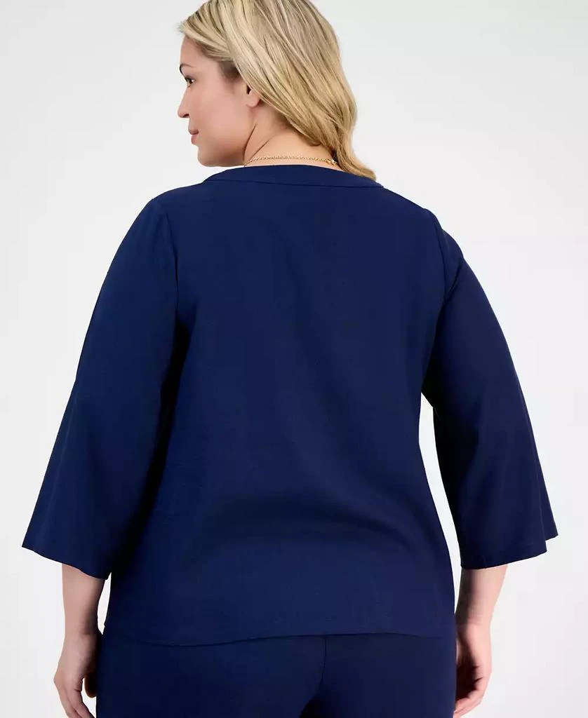 JM Collection Plus Size Metallic Embroidered V-Neck Top, Exclusively at Macy's 4