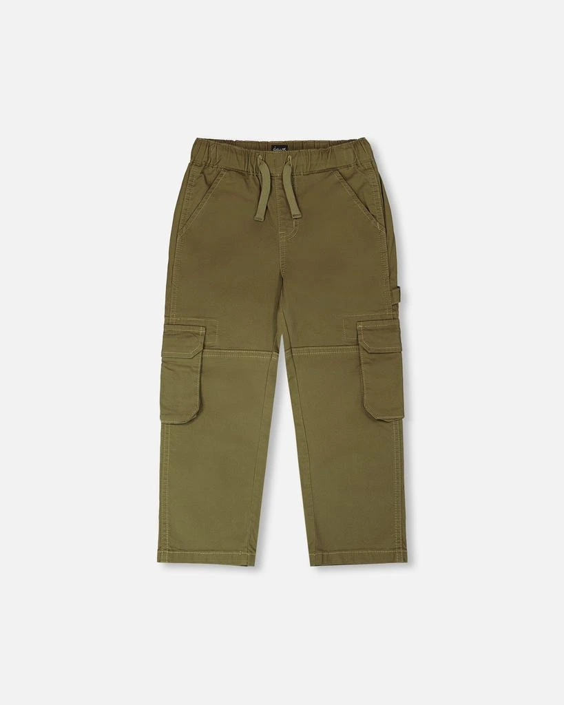Deux par Deux Stretch Twill Carpenter Pants Dark Khaki Green