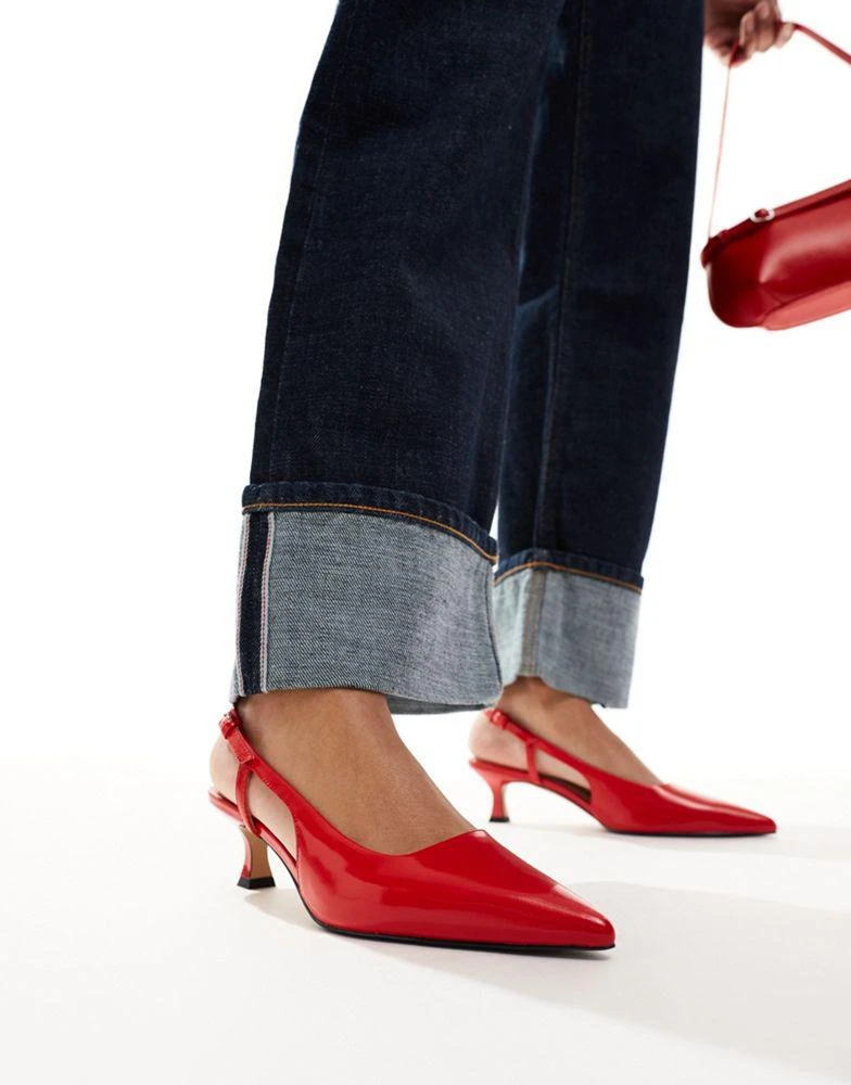 & Other Stories & Other Stories pointed slingback heeled pumps in red 1