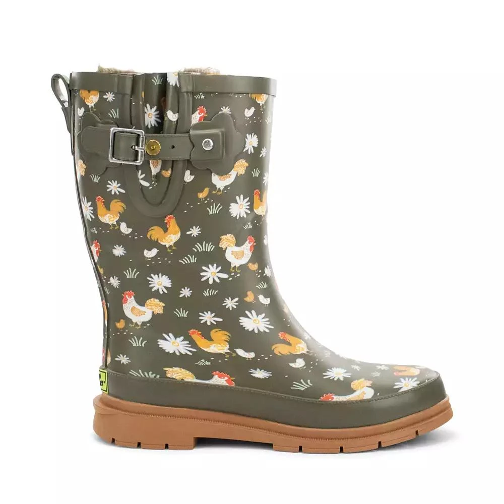 Western Chief Women's Feathered Faux Fur Mid Rain Boot 3