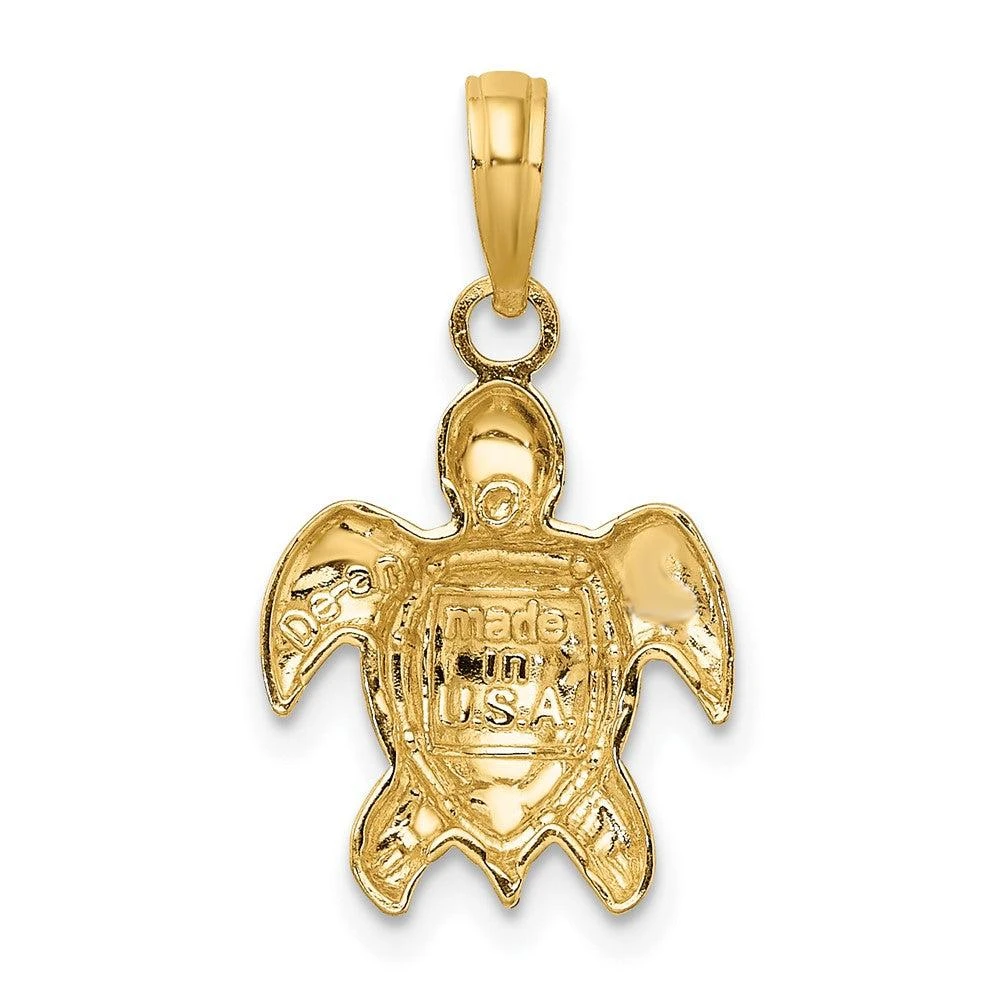 Diamond2Deal 10k Yellow Gold 2-D Textured Sea Turtle Charm Pendant 4