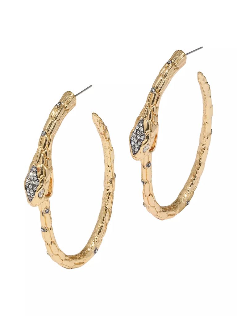 Alexis Bittar Serpent 14K-Gold-Plated & Glass Crystal Hoop Earrings