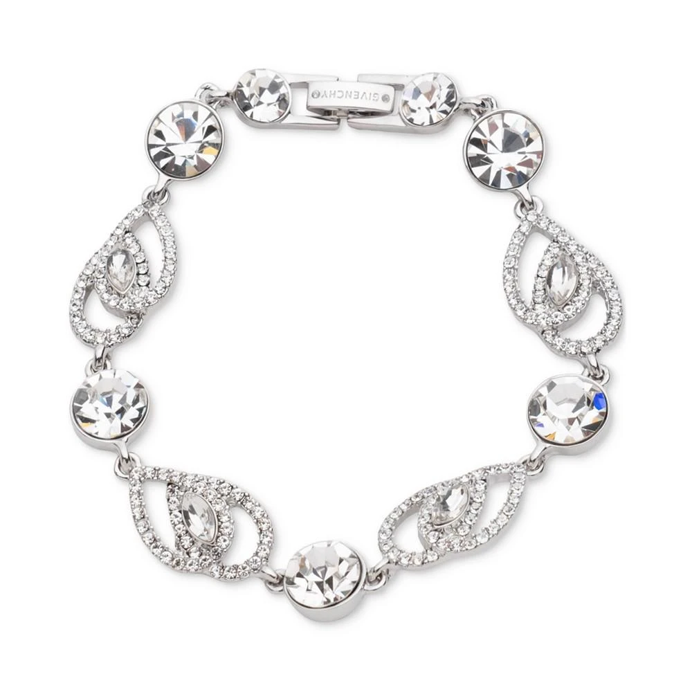 Givenchy Silver-Tone Crystal Pavé Pear Stone Flex Bracelet 1