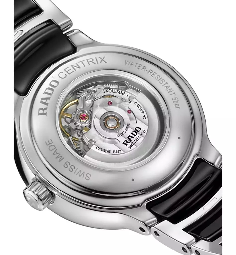 Rado Women's Swiss Automatic Centrix Diamond (1/20 ct. t.w.) Black High-Tech Ceramic & Stainless Steel Bracelet Watch 31mm 3