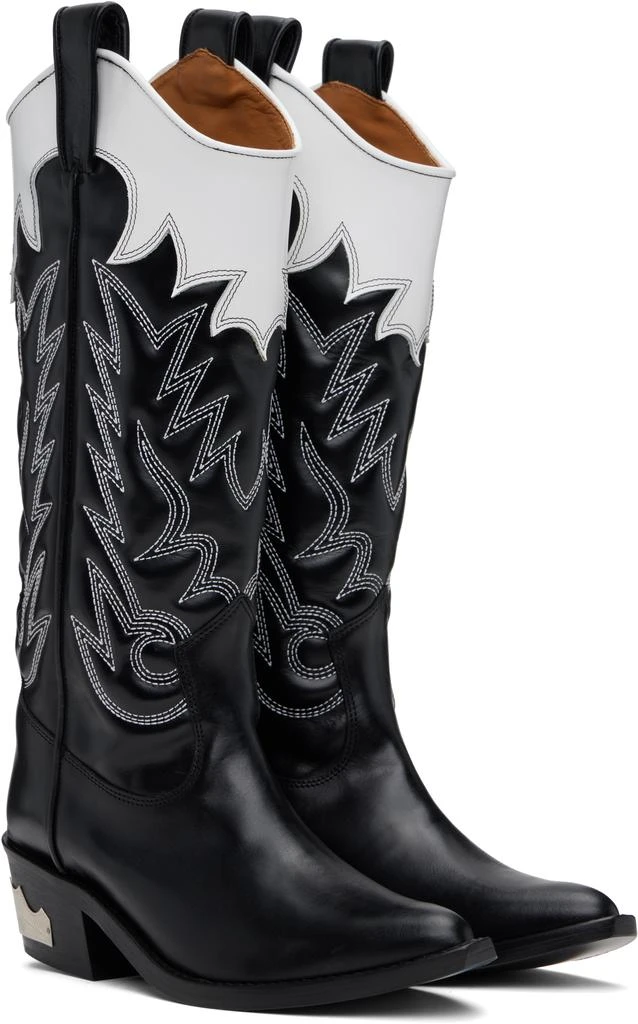 Toga Pulla Black 
White Hard Leather Tall Boots 4