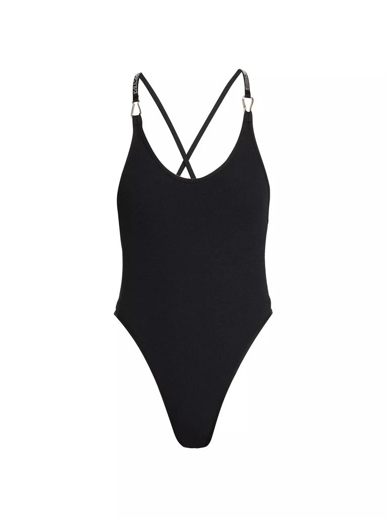 Heron Preston Ribbed Microfiber One-Piece Swimsuit 1