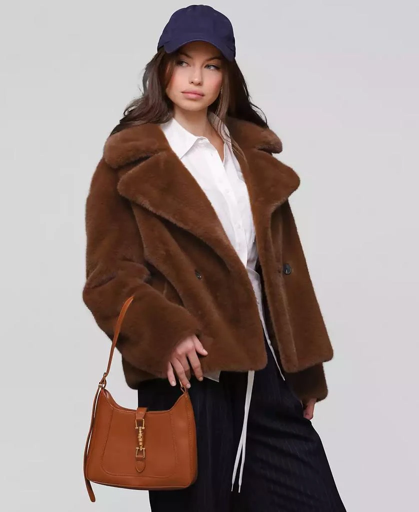 Avec Les Filles Women
s Notched-Collar Faux-Fur Coat 7