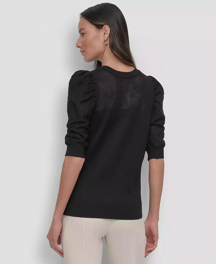 DKNY Women's Mesh Puff-Sleeve Sweater 2
