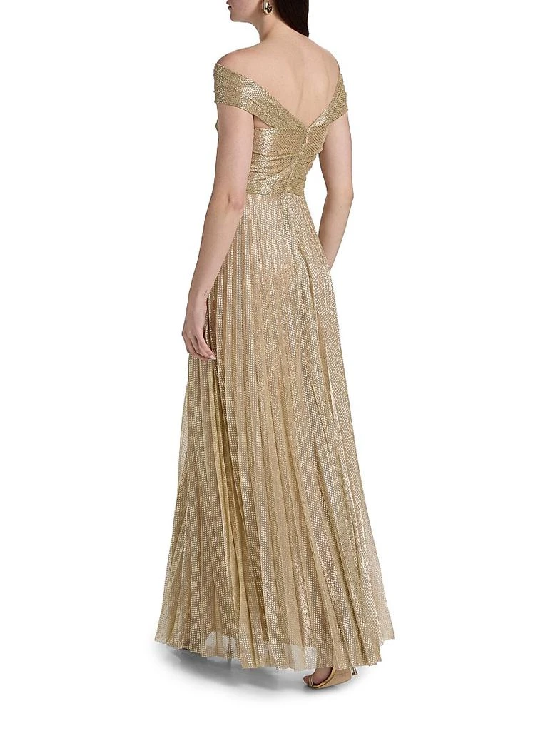 Talbot Runhof Metallic Pin Dot Off-The-Shoulder Gown 5