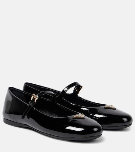 Prada Logo patent leather Mary Jane flats 1