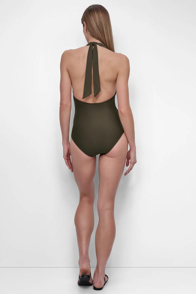 DKNY SHIRRED HALTER ONE PIECE