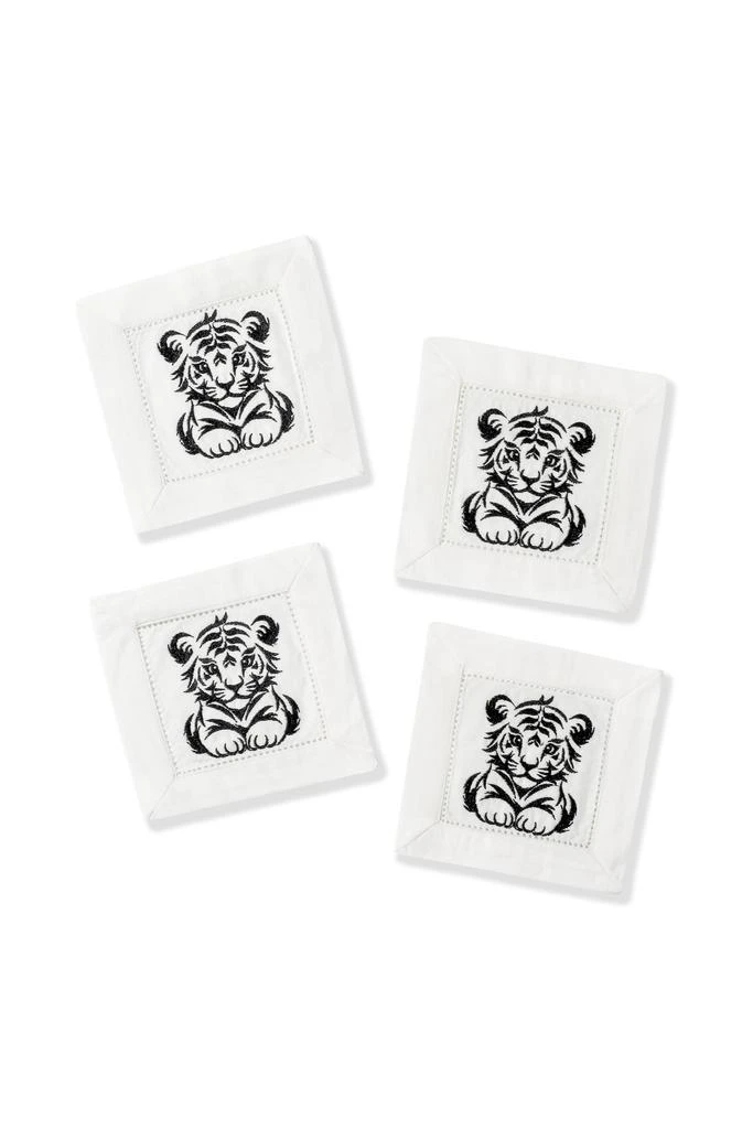 Tiramisu Little Tiger Linen Cocktail Napkins – Set of 4