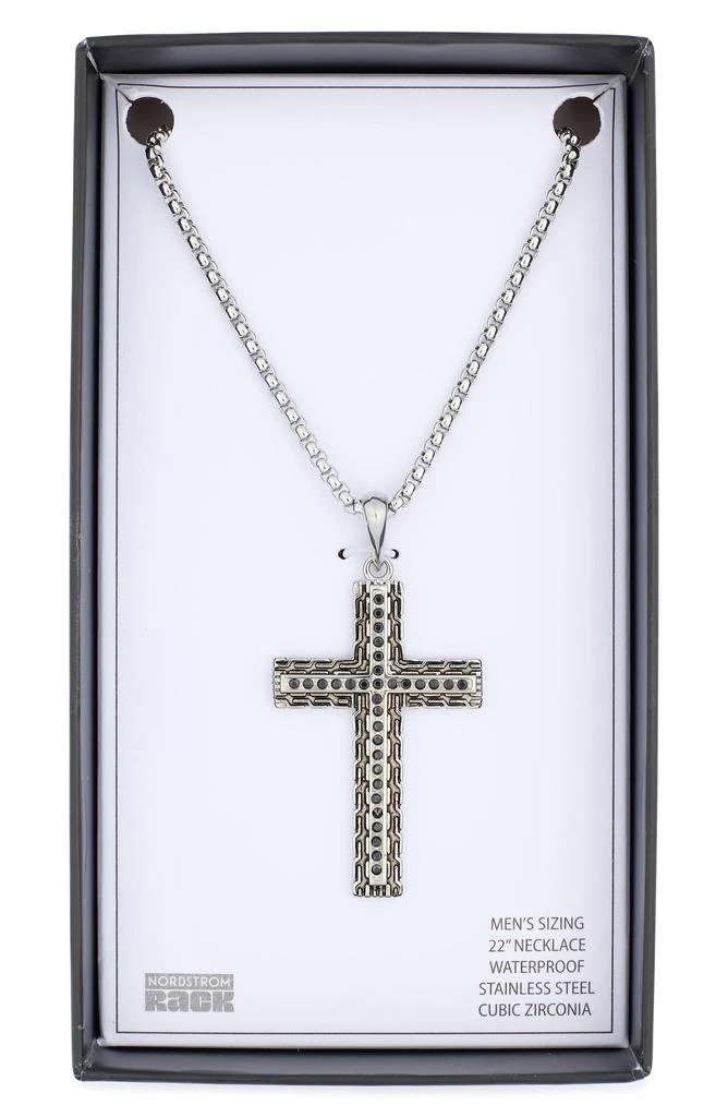 Nordstrom Men's Jet CZ Pavé Cross Pendant Necklace 2