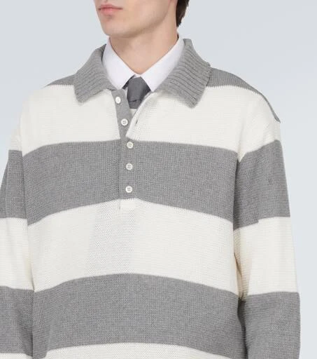 Thom Browne Striped cotton piqué polo sweater 5