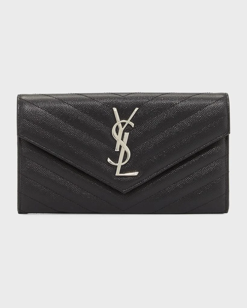 Yves Saint Laurent YSL Monogram Large Flap Wallet in Grained Leather 1