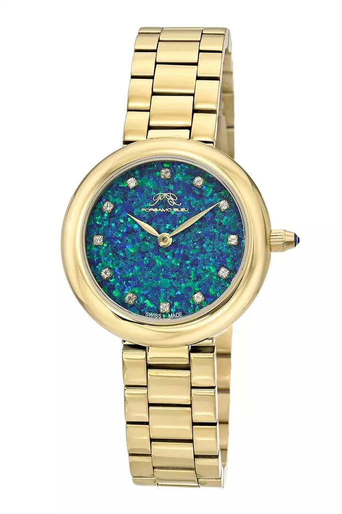 Porsamo Bleu Women's Opal Watch With Opal Dial, Topaz Gemstone and Stainless Steel Bracelet 1331BOPS