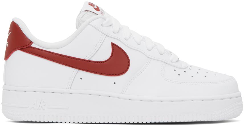 NIKE White & Orange Air Force 1 '07 Sneakers