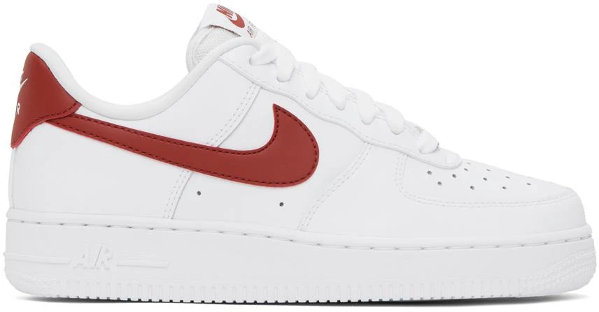 NIKE White & Orange Air Force 1 '07 Sneakers 1