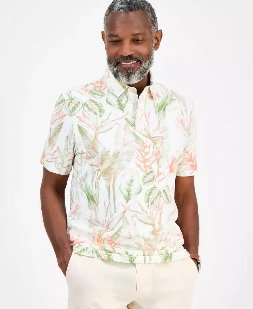 Club Room Men's Hero Short Sleeve Leaf Print Polo Shirt, Exclusively at Macy's 1