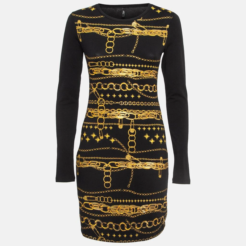 Versus Versace Versus Versace Black/Gold Chain Print Jersey Midi Dress M 1