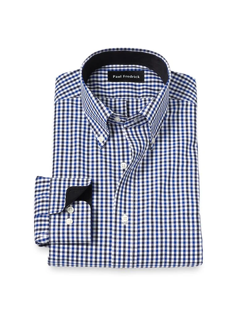 Paul Fredrick Tailored Fit Non-iron Cotton Gingham Dress Shirt With  Contrast Trim - Shirts - BeyondStyle