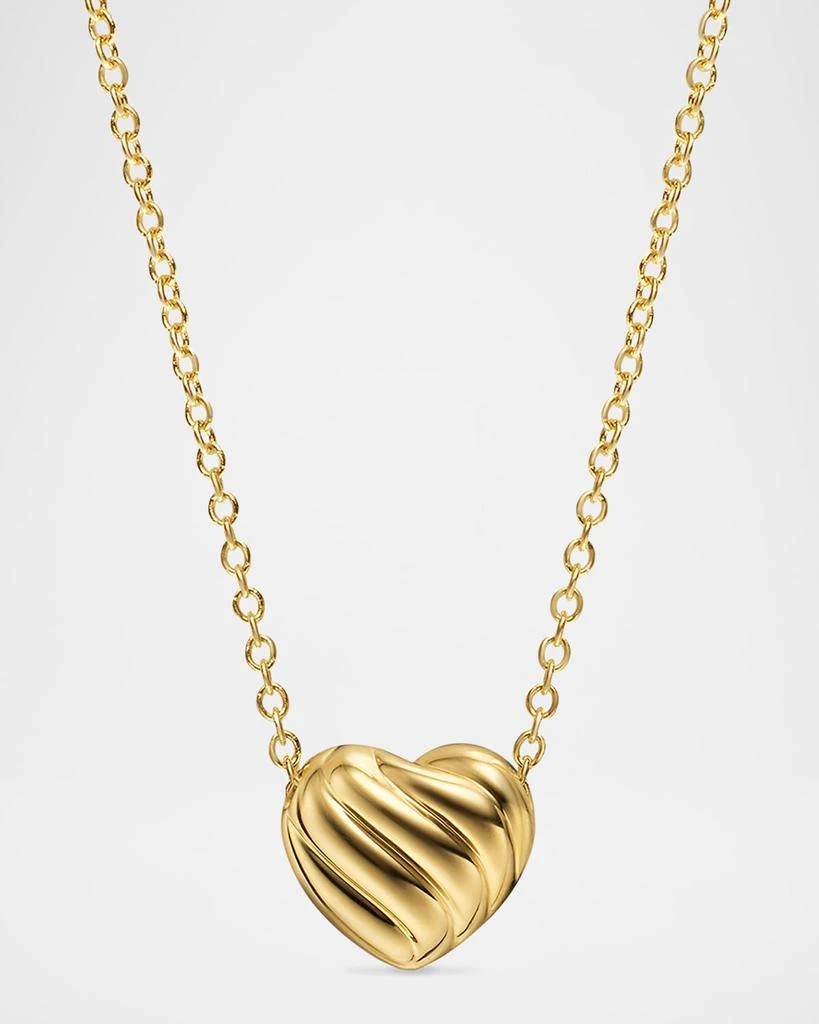 David Yurman Puffy Heart Pendant Necklace in 18K Gold with Diamonds, 8mm, 17"L 4