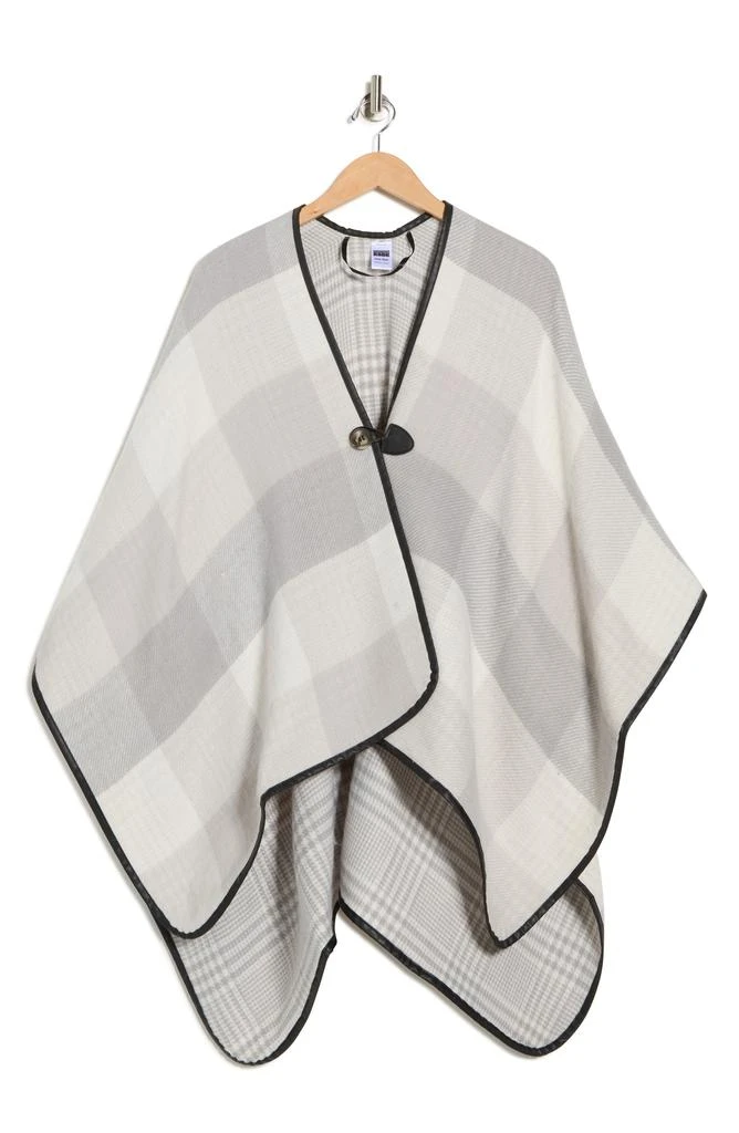 Nordstrom Faux Leather Trim Check Ruana 3