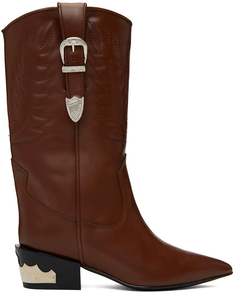 Toga Pulla Burgundy Topstitch Cowboy Boots 1