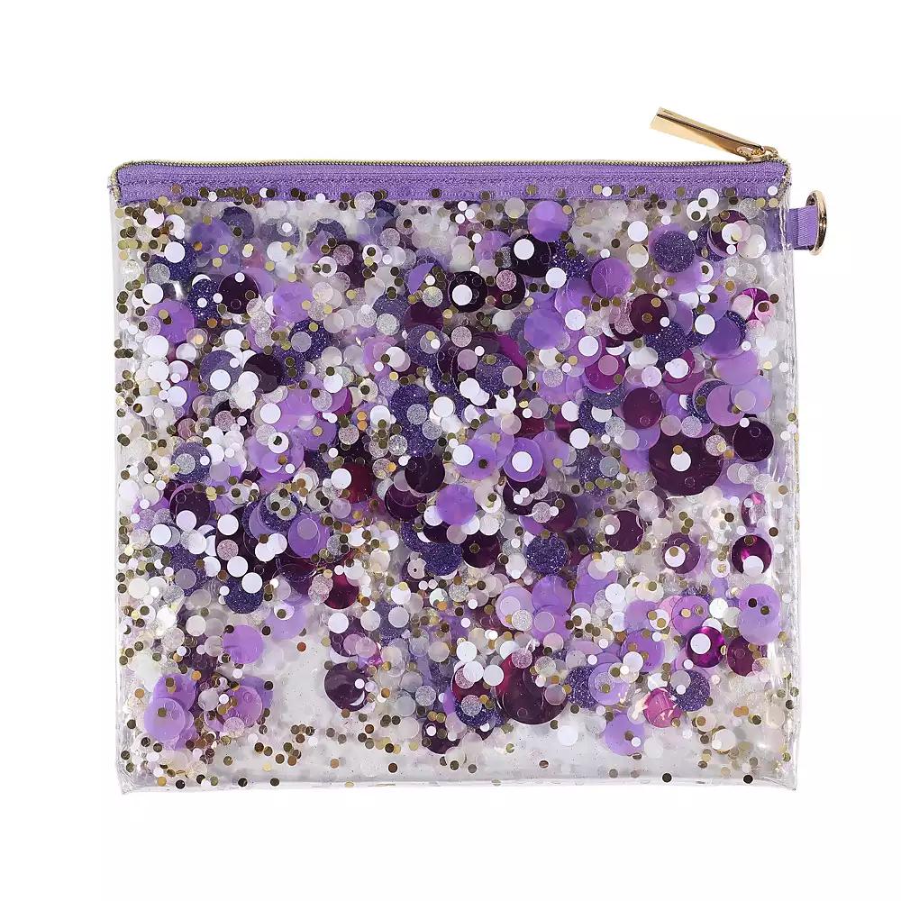 Packed Party Spirit Squad Confetti Everything Pouch, Makeup Bag, Travel Bag,Cosmetic Bag for Women (Purple Crush