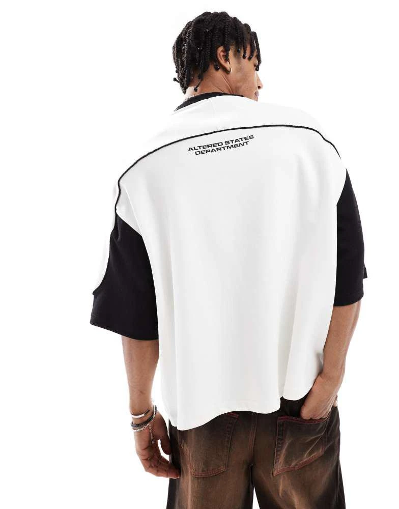 Bershka Bershka sportswear visions v-neck jersey in white 4