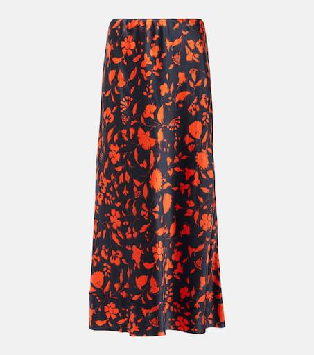 Lee Mathews Bella floral silk slip midi skirt
