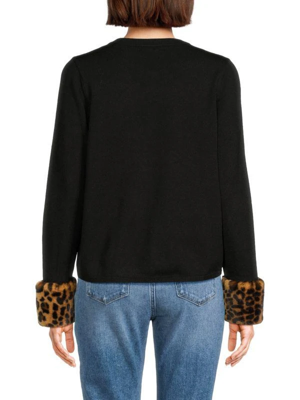 Saks Fifth Avenue Faux Fur Trim Cardigan 2