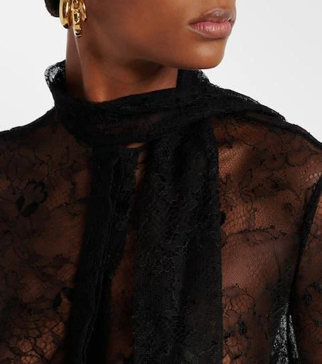 Valentino Scarf-detail floral lace blouse 4
