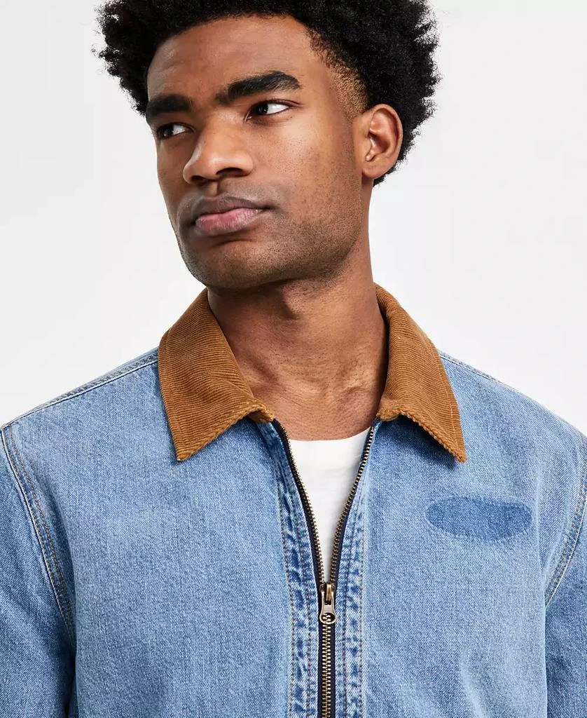 Sun + Stone Men's Goldrush Regular-Fit Full-Zip Trucker Jacket with Corduroy Collar, Exclusively at Macy's 3
