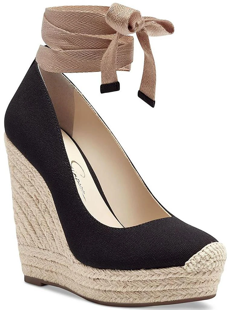 Jessica Simpson Zexie Womens Canvas Wrap Wedge Heels 4