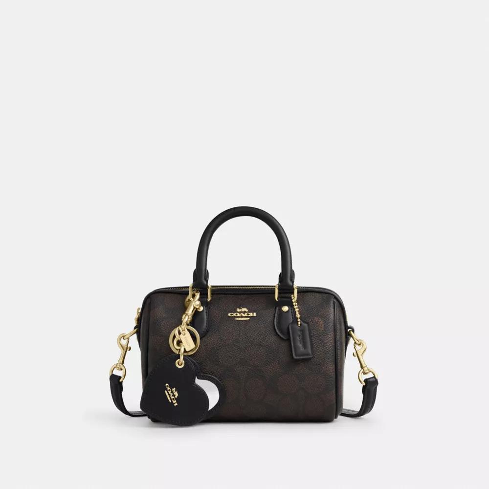 Coach Boxed Mini Rowan Crossbody Bag And Mirror Bag Charm Set In Signature Canvas