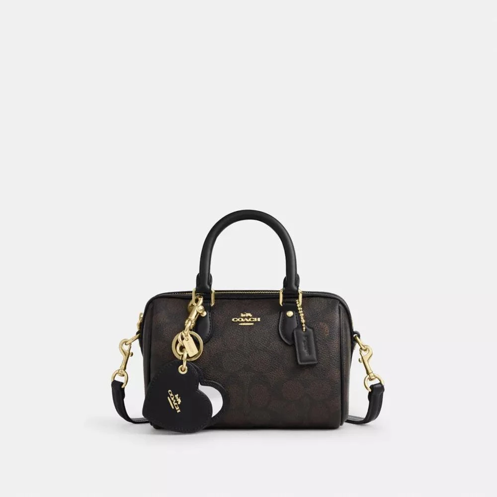 Coach Boxed Mini Rowan Crossbody Bag And Mirror Bag Charm Set In Signature Canvas 1