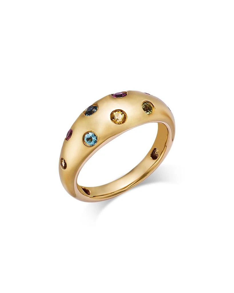 Moon & Meadow 14K Gold Multi Gemstone Dome Band Ring 1